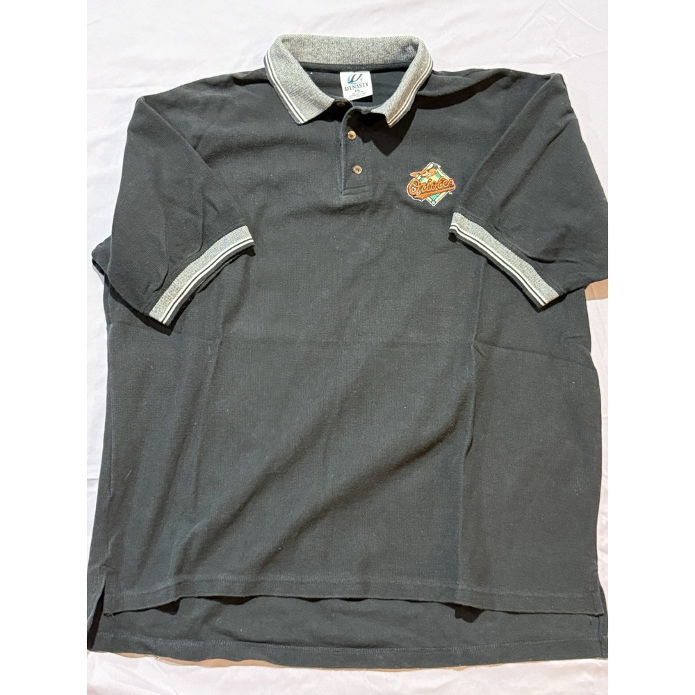 Vintage 90s Baltimore Orioles Polo Shirt Mens XXL Black Dynasty MLB Ripken Era